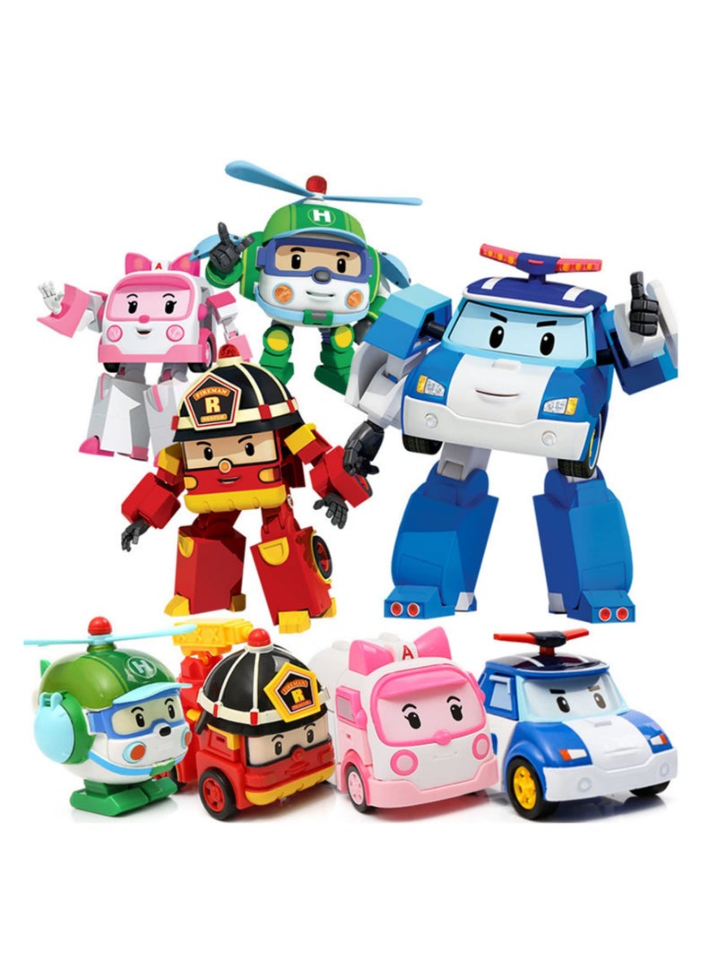 6PCS Action Figure Set Robocar Korea Robot Car Transforming Toys Fire Truck Manual Deformation Gift for Boys Kids Children - Image 2