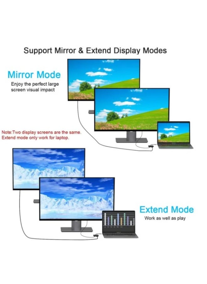 Haing USB C to HDMI VGA Adapter, Type C to VGA to USB C Thunderbolt 3 for Dual Monitor Adapter  - Image 5