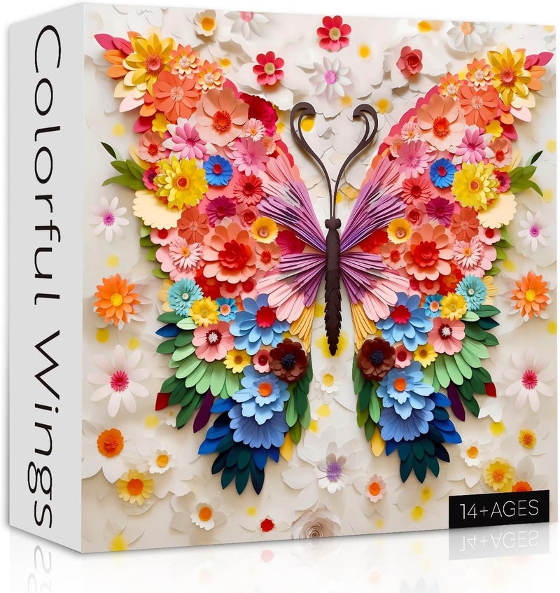 iDream 1000 Pieces Jigsaw Puzzle – Artistic 3D Design, Colorful Wall Decor, Challenging Puzzle Gift for Friends & Family (Flower Butterfly) - Image 1