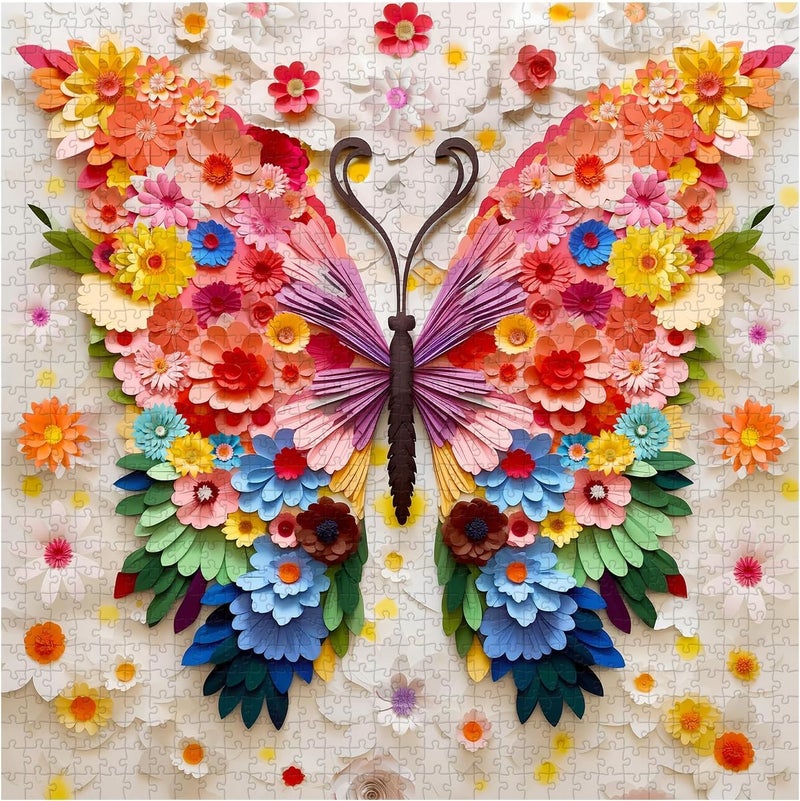 iDream 1000 Pieces Jigsaw Puzzle – Artistic 3D Design, Colorful Wall Decor, Challenging Puzzle Gift for Friends & Family (Flower Butterfly) - Image 3