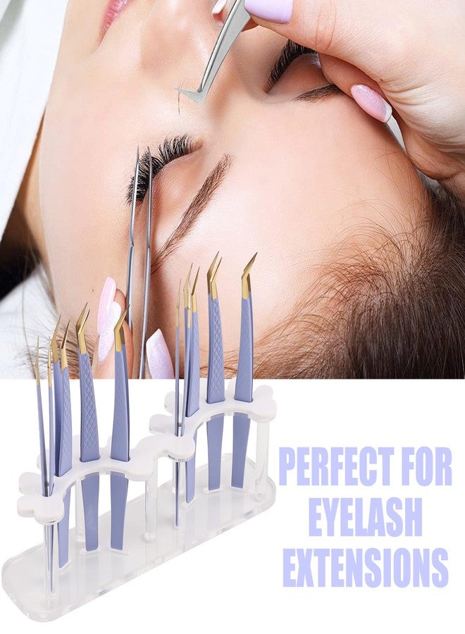 Mekupeu Acrylic 8 Holes Tweezer Holder for Eyelash Extensions Tweezer Stand Display Storage Eyelashes Extension Supplies (White - Image 5