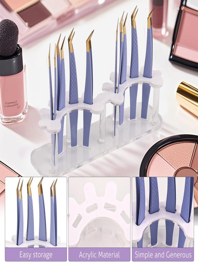 Mekupeu Acrylic 8 Holes Tweezer Holder for Eyelash Extensions Tweezer Stand Display Storage Eyelashes Extension Supplies (White - Image 4