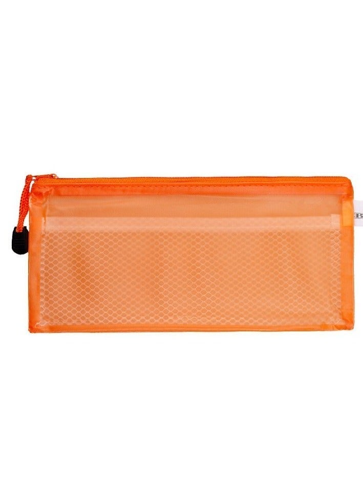 A4 Mesh File Organizer with Waterproof Zipper – Orange - Image 1