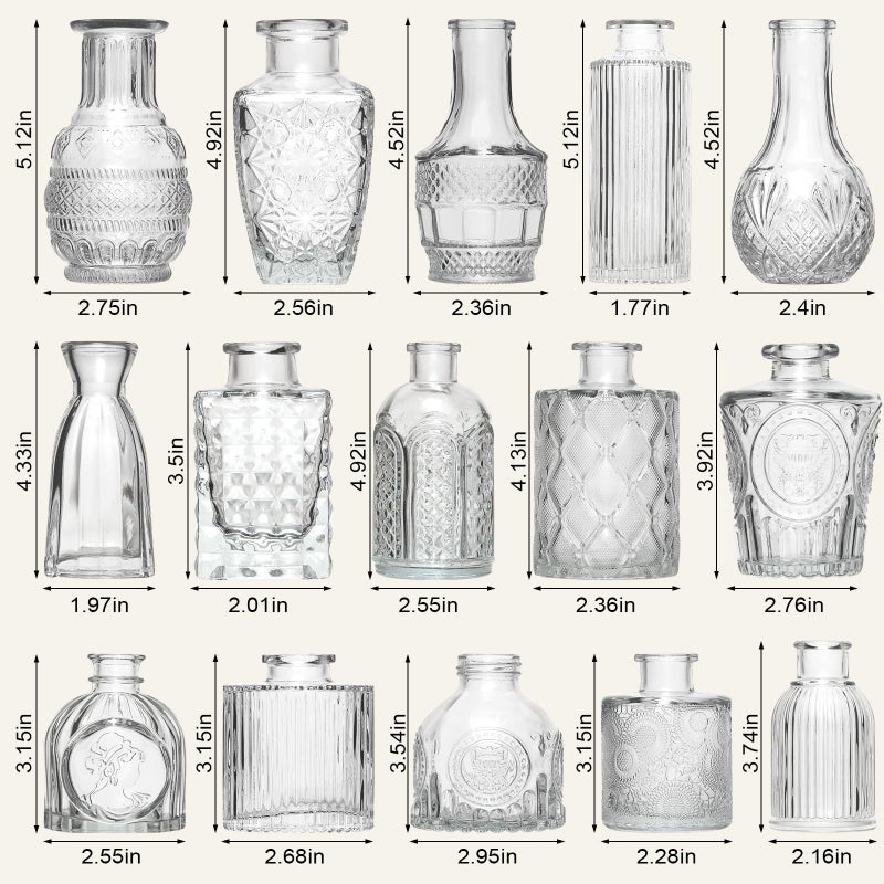 Arme 16Pcs Glass Bud Vase Setï¼ŒSmall Flower Vase for Centerpiecesï¼ŒClear Bud Vases in Bulkï¼Œ Mini Vintage Vase for Rustic Wedding Decorations - Image 2