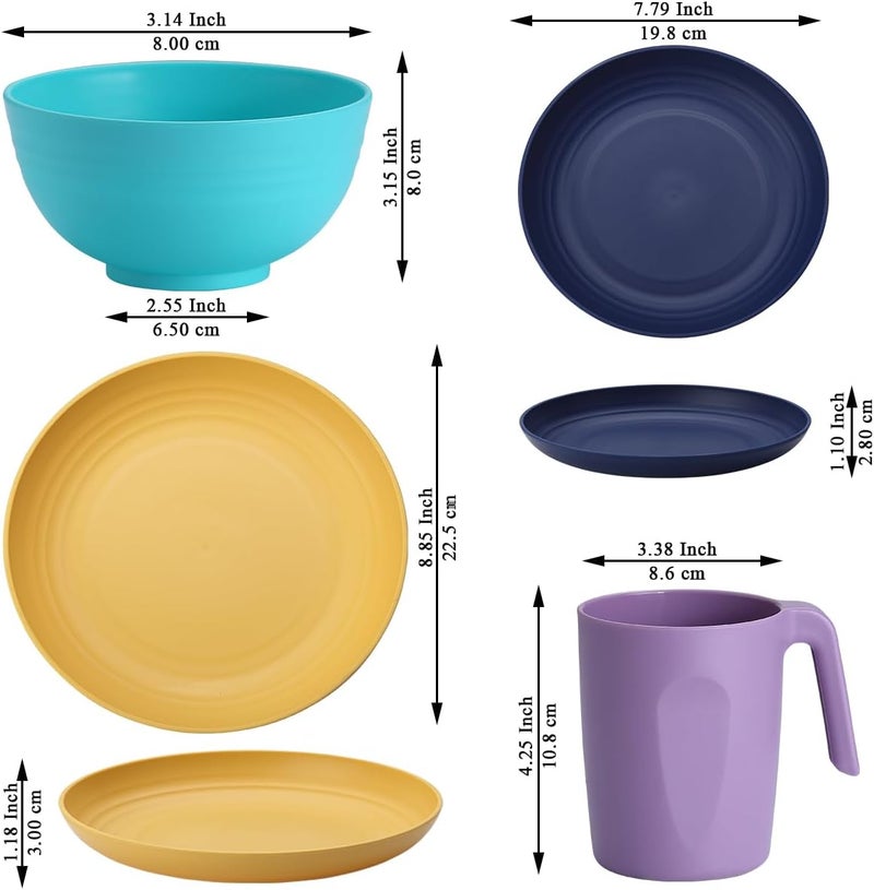 Kyraton Plastic Dinnerware Sets of 32 Pieces Service For 8, Unbreakable And Reusable Light Weight Plates Mugs Bowls Dishes Easy to Carry And Clean Microwave Safe BPA Free Dishwasher Safe - Image 2
