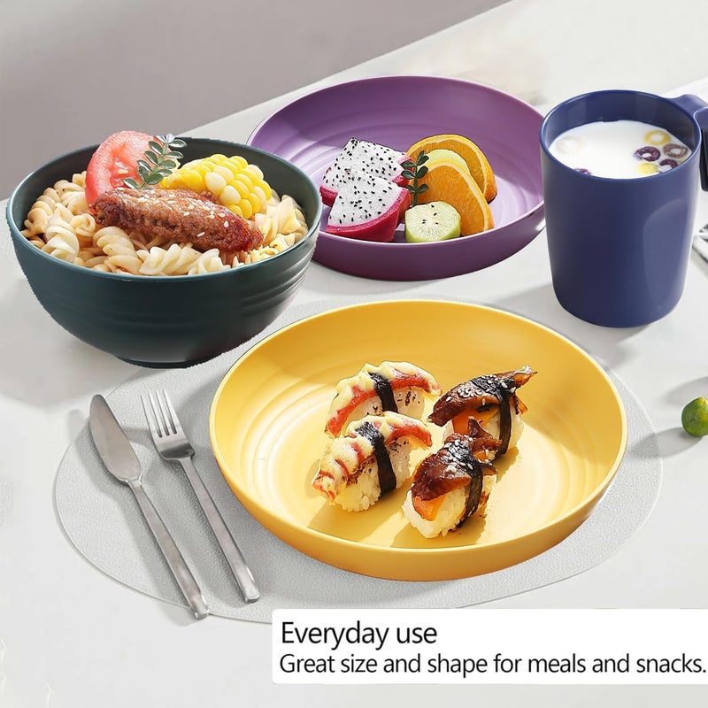Kyraton Plastic Dinnerware Sets of 32 Pieces Service For 8, Unbreakable And Reusable Light Weight Plates Mugs Bowls Dishes Easy to Carry And Clean Microwave Safe BPA Free Dishwasher Safe - Image 4