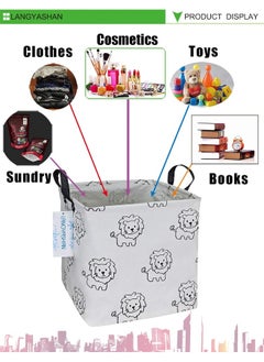 LANGYASHAN LANGYASHAN - Canvas Storage Bins Toy Box Square Collapsible Waterproof Nursery Hamper for Laundry, Toy Organiser, Kids Hamper, Baby Room Decor  - Image 4