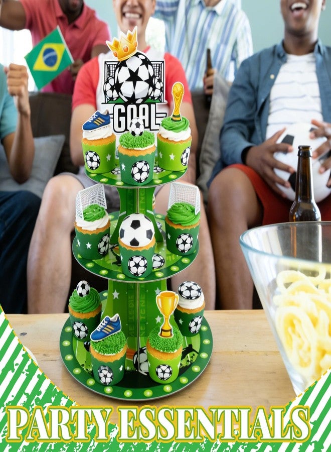 FBBP Soccer Party Favors, Soccer Goal Theme Party Supplies, 2 Pack 3 Tier Cupcake Stand, Football Birthday Party Decorations for Kids Teens Adults - Image 4