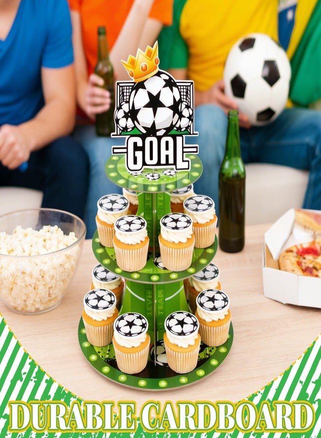 FBBP Soccer Party Favors, Soccer Goal Theme Party Supplies, 2 Pack 3 Tier Cupcake Stand, Football Birthday Party Decorations for Kids Teens Adults - Image 2