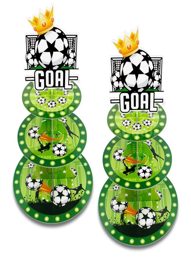 FBBP Soccer Party Favors, Soccer Goal Theme Party Supplies, 2 Pack 3 Tier Cupcake Stand, Football Birthday Party Decorations for Kids Teens Adults - Image 1