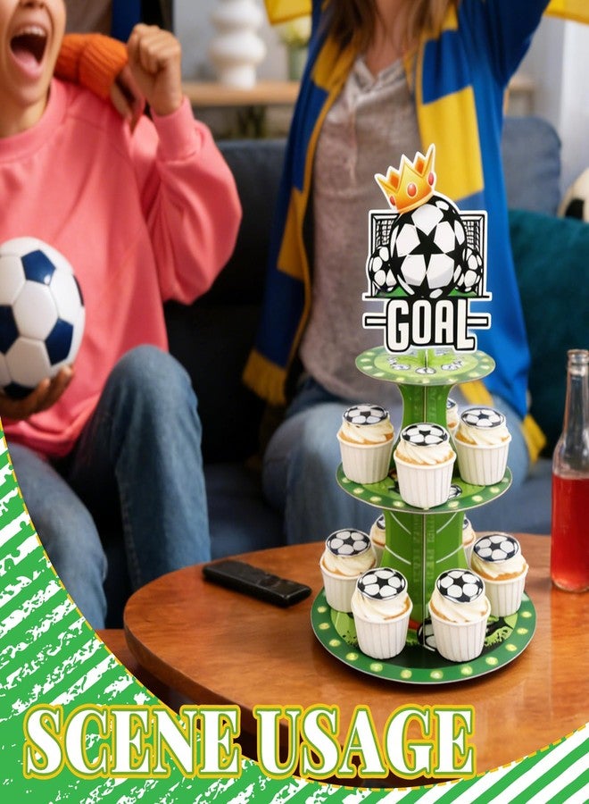 FBBP Soccer Party Favors, Soccer Goal Theme Party Supplies, 2 Pack 3 Tier Cupcake Stand, Football Birthday Party Decorations for Kids Teens Adults - Image 3