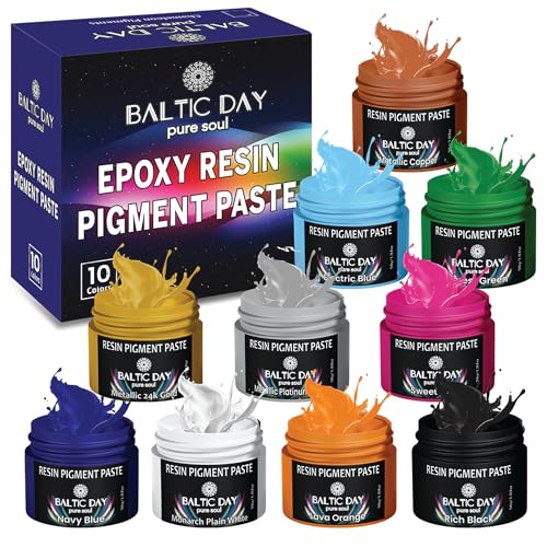 BALTIC DAY 10 Resin Pigment Pastes Set – Opaque Color Dye for Epoxy Resin Art & Crafts – Vibrant Mica Powder Paste – Easy-Mix Resin Color Pigments – Rich Epoxy Dye for Jewelry, Molds & DIY Projects – Nr2 - Image 1