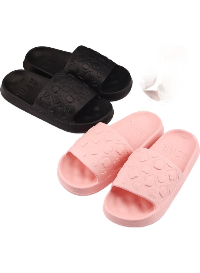 IQGD Slippers Women'S Floor Slippers Soft Bottom Couple Anti-Skid Bathroom Home 2456 Black 40-41 - Image 2