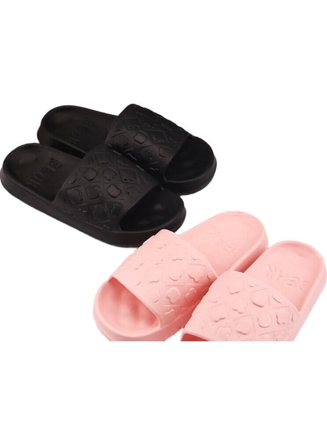 IQGD Slippers Women'S Floor Slippers Soft Bottom Couple Anti-Skid Bathroom Home 2456 Black 40-41 - Image 1