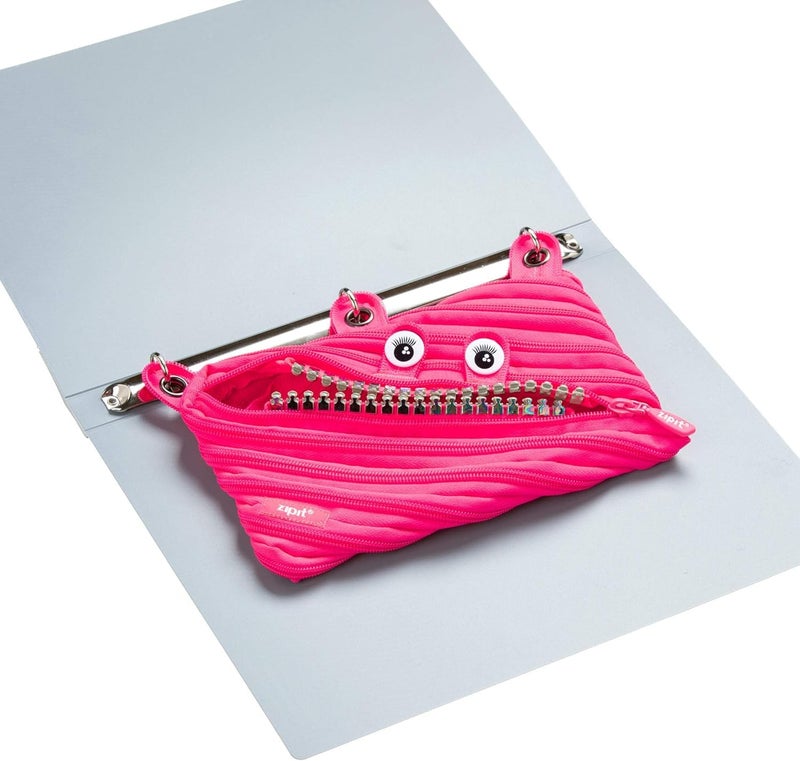ZIPIT Grillz 3-Ring Binder Pencil Pouch, Large Capacity Pen Case for Kids and Teens, Made of One Long Zipper! (Pink) - Image 5