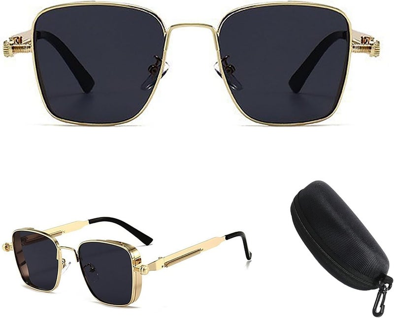 GoodTool Sunglasses, UV400 Protection, New Ultra-Light Small Frame Retro Square Steampunk Metal Sunglasses for Unisex Personalized Style - Image 1