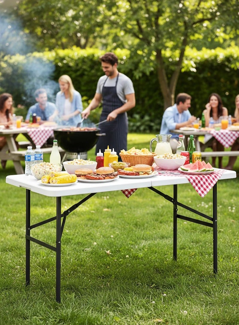 إيه جي دي طاولة بلاستيك مستطيلة قابلة للطي وسهلة الحمل، لجميع المناسبات الداخلية والخارجية، طول 120سم، لون أبيض - Image 3