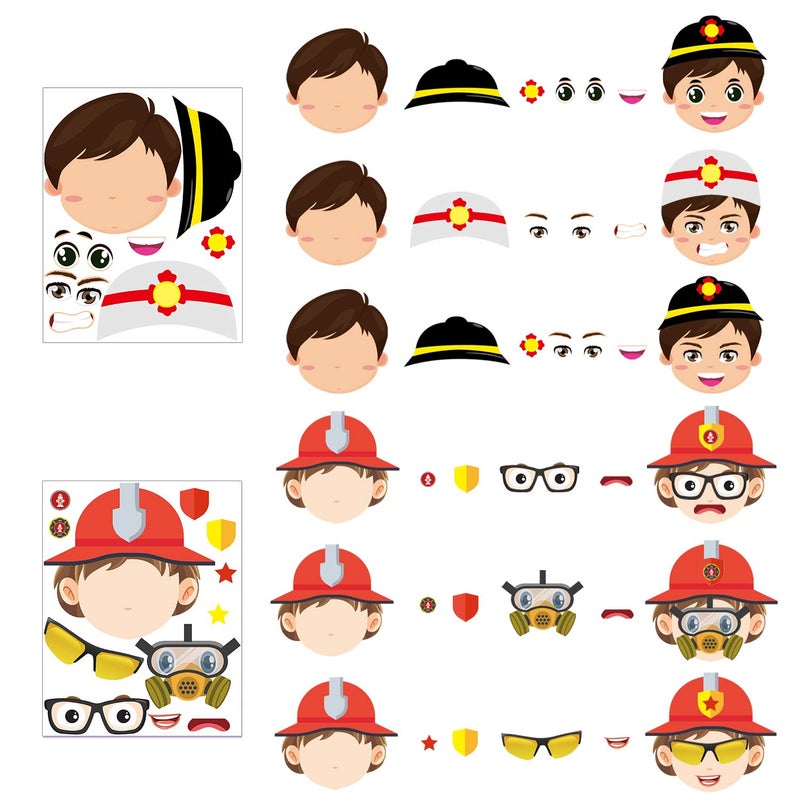 MALLMALL6 36Pcs Firefighter Sticker Make a Face Stickers Fireman Baby Shower Birthday Party Favors Decorations Room Decor Supplies Fire Chief DIY Crafts Games for Kids Boys Girls - Image 2
