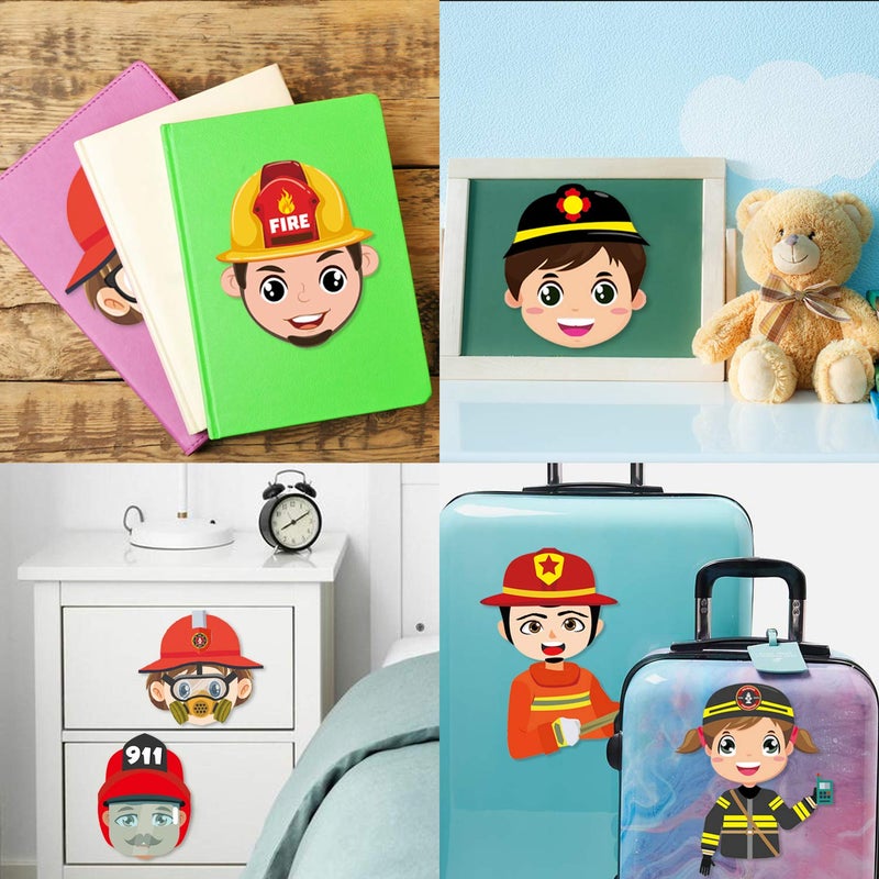 MALLMALL6 36Pcs Firefighter Sticker Make a Face Stickers Fireman Baby Shower Birthday Party Favors Decorations Room Decor Supplies Fire Chief DIY Crafts Games for Kids Boys Girls - Image 5