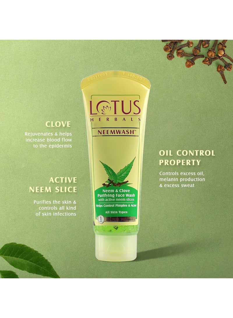 LOTUS HERBALS Lotus Herbals Neem And Clove Purifying Face Wash With Active Neem Slices, 120g  - Image 3