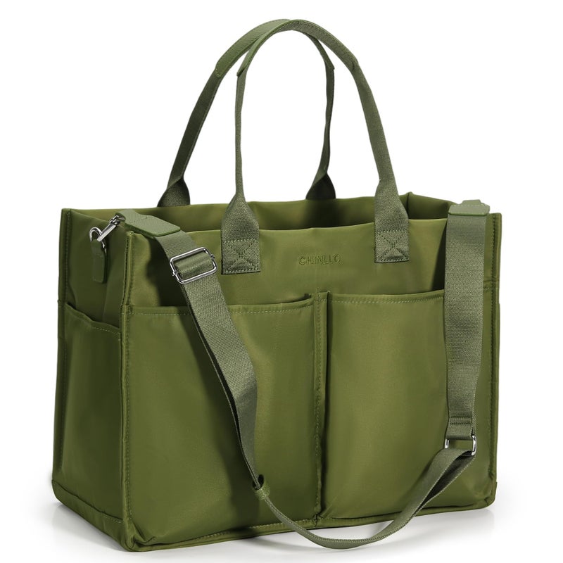 Chinllo Nylon Tote Bags for Women, Large Pockets Handbags Compartments Crossbody Bags Work Laptop Purse for Travel, Beach - Image 1