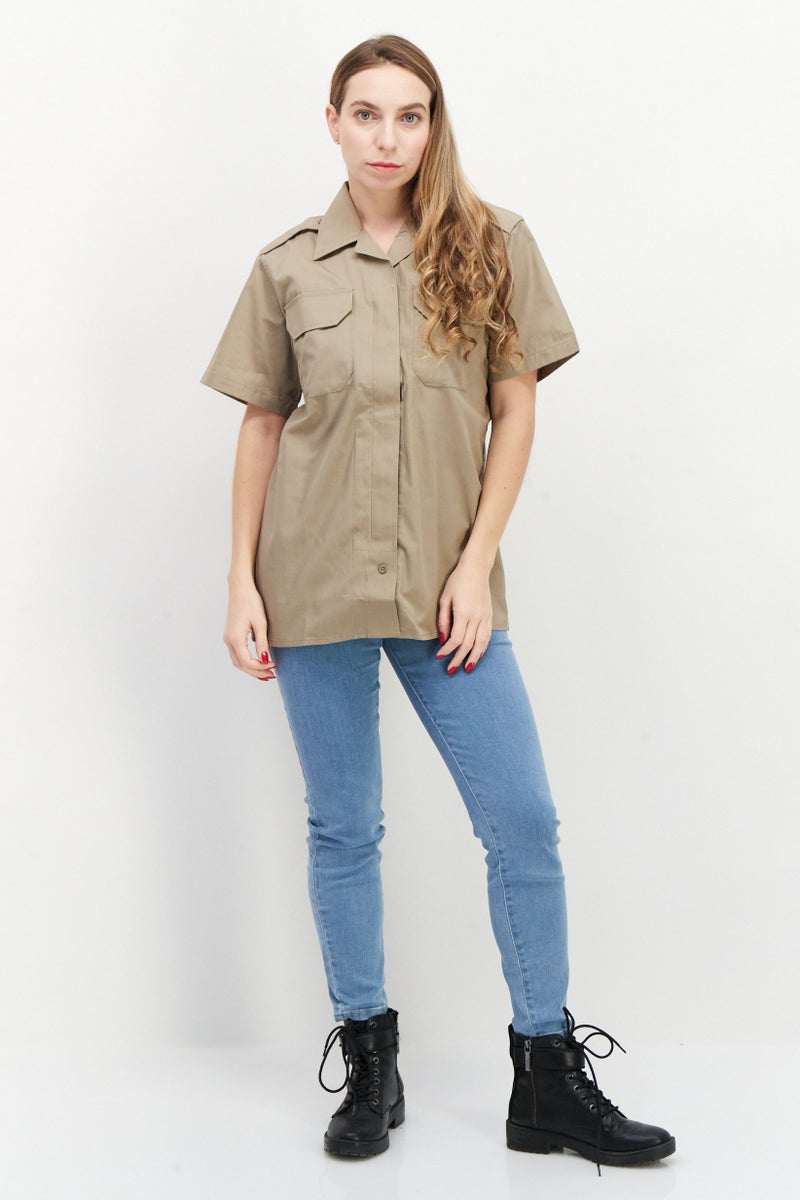 511 Tactical قميص نسائي بأكمام قصيرة وياقة مشقوقة، تان غباري - Image 3
