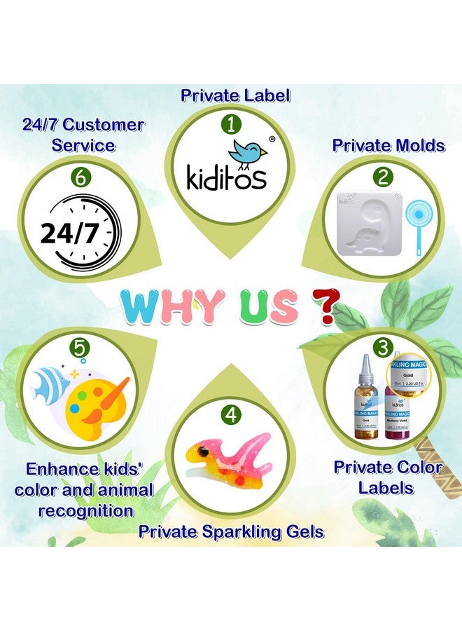 كيديتوس مجموعة ألعاب كيديتو السحرية المائية، مجموعة جل مائي على شكل جنية مائية مع 20 جلًا سحريًا، 10 قوالب ديناصورات، هدايا عيد ميلاد، هدايا حفلات، أدوات فنية وحرفية للأطفال (20 لونًا) - Image 4