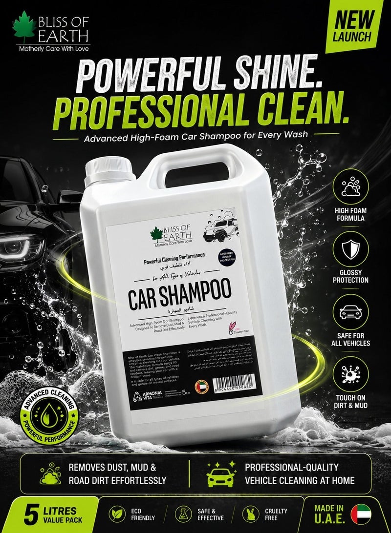 Bliss of Earth Car Shampoo 5L, High Foam Vehicle Wash Soap, Powerful Dirt, Mud & Road Grime Remover, Glossy Finish Protection, Safe for All Vehicle Types Cars, 4X4 SUVs, Professional Car Cleaning Formula - Image 3