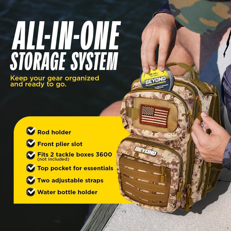 Beyond Braid Beyond Fishing Tackle Backpack- The Voyager (Sand Storm) - Image 3