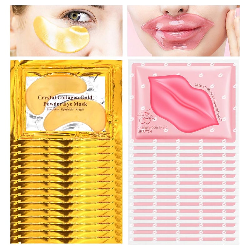 LZYLLS 30PCS Lip Mask Under Eye Patches Skincare SetMoisturizing Gold Under Eye MasksPink Lip Masks Skin Care Set for Lip Eye Skin - Image 1