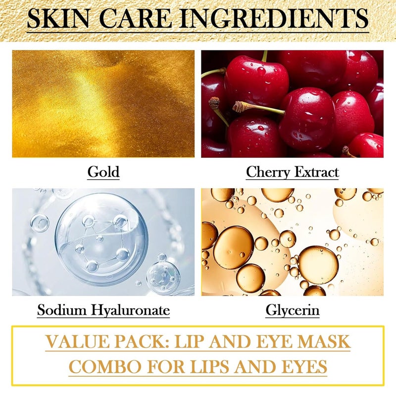 LZYLLS 30PCS Lip Mask Under Eye Patches Skincare SetMoisturizing Gold Under Eye MasksPink Lip Masks Skin Care Set for Lip Eye Skin - Image 3