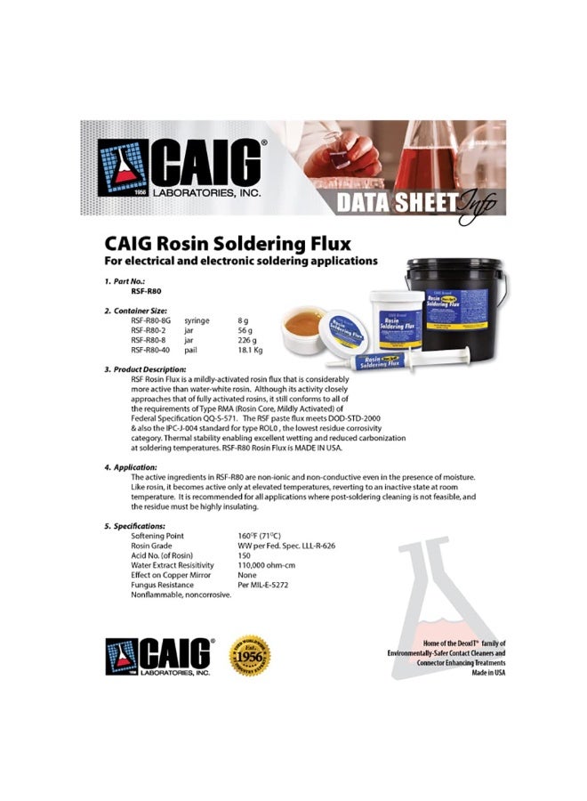 CAIG LABORATORIES LABS RSF-R80-2 Rosin Flux Soldering Paste Jar, 56 g, 1.5" - Image 4