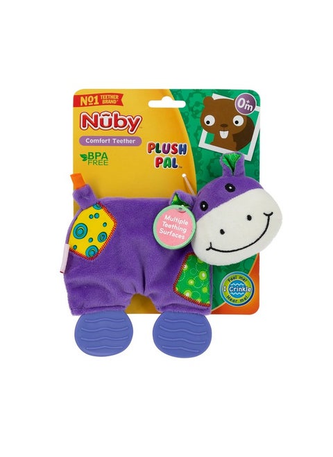 Nuby Comfort Teething Plush Pal, Interactive Blanket and Teether in One, Cow
