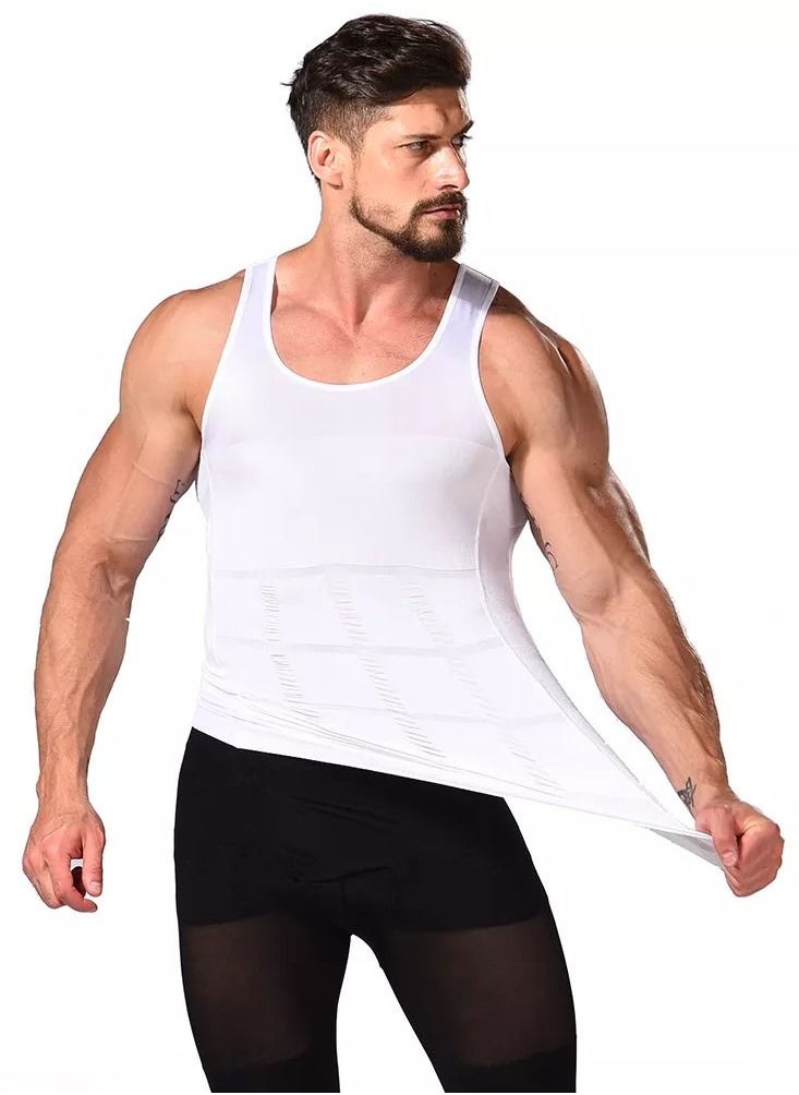 SLIM'N LIFT Slim N Lift - Men's Shaping Vest, Comfortable Shirt, Underwear, Corset, Belly, Waist Belt, Underwear White  - Image 3