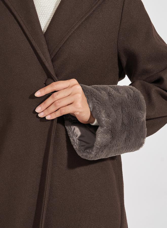 Styli Collared Abaya with Faux Fur Trim Cuff - Image 4