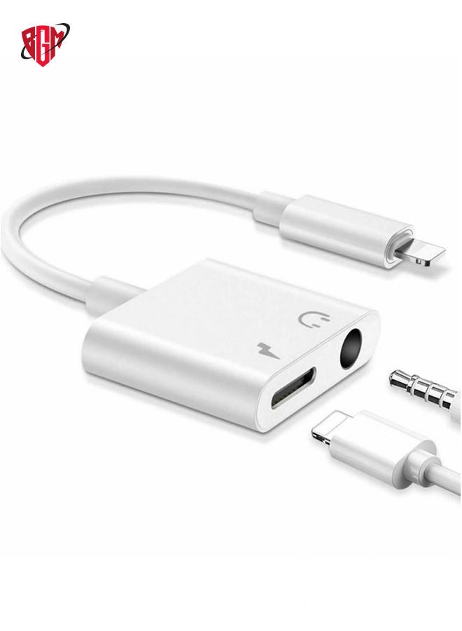 BGM iPhone Headphones Adapter & Splitter, 2 in 1 Dual Lightning Charger Cable Aux Audio Adapter Converter for iPhone 12/11/XS/XR/X/8/7/6/iPad, Support Calling+Charging+Music Control - Image 2