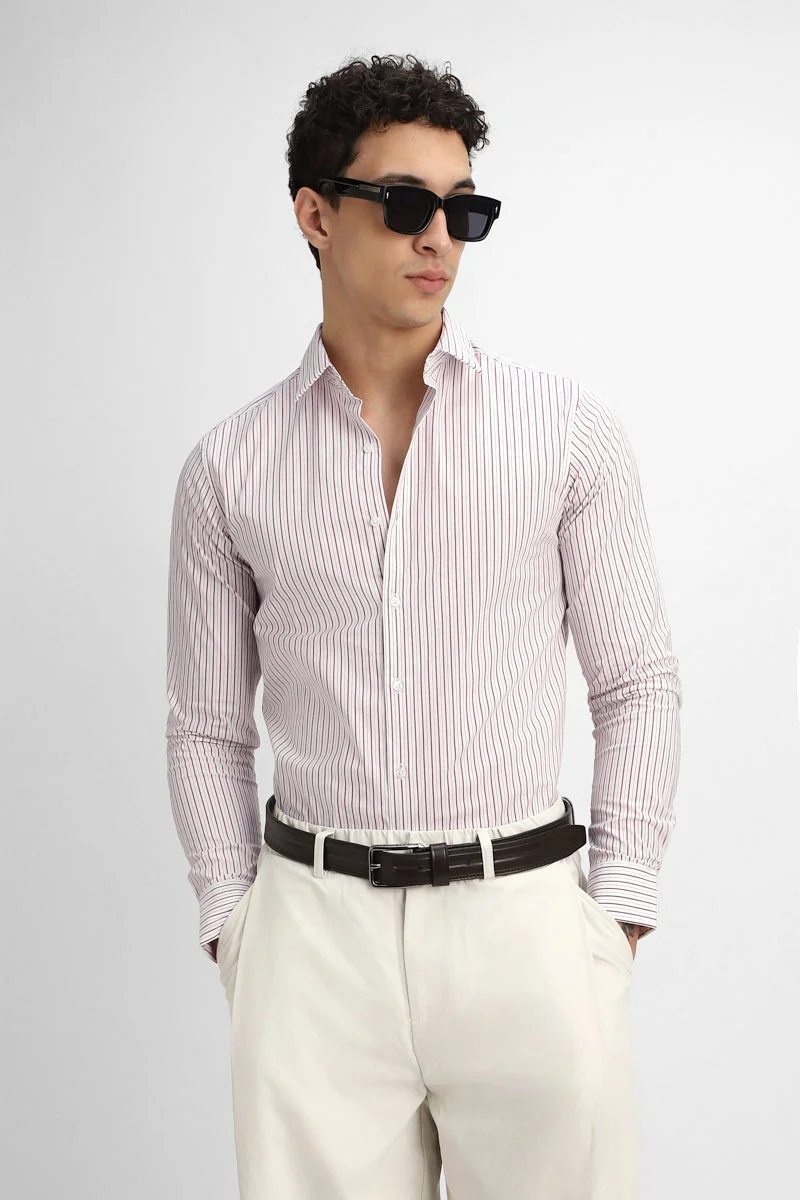 SNITCH Slim Fit Stretch Stripes Shirt