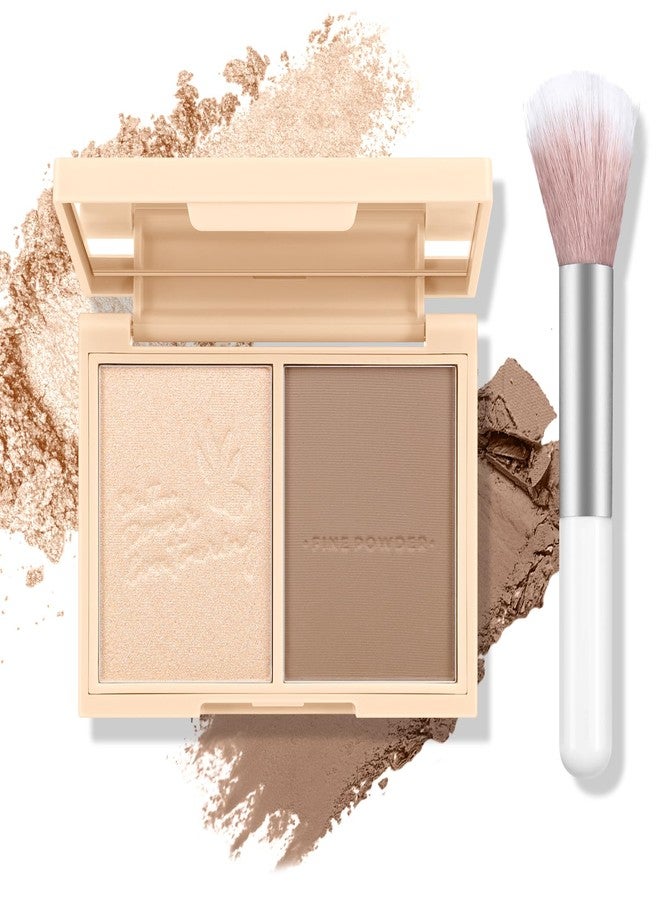 Boobeen Highlighter Contour Makeup Palette Face Matte Bronzer Powder, Compact Contouring Blush for Cheeks, Natural Long Lasting with Brush - Image 1