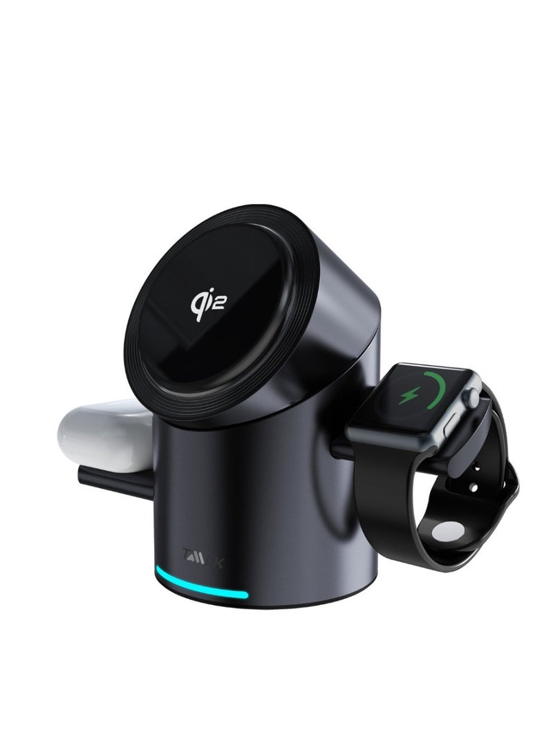 Taalk 3 in 1 Rotation Wireless Charging Station | 15W Fast MagSafe-Compatible Charger for iPhone 12–17, Apple/Samsung Watch & Earbuds | Pop-Up Design | Qi2 Technology - Image 5