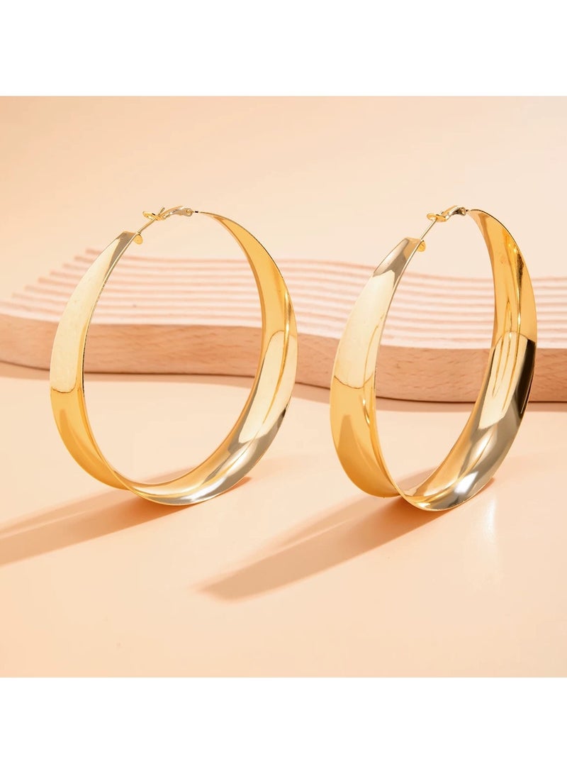 Bold hoop earrings-Gold  - Image 1