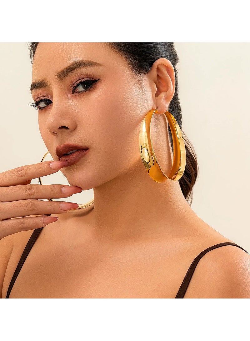 Bold hoop earrings-Gold  - Image 2