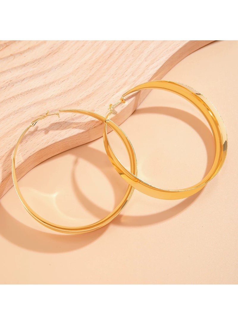 Bold hoop earrings-Gold  - Image 3