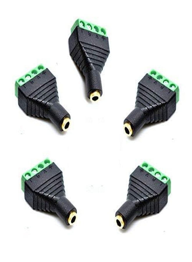 kework 5 Pack 1/8" 3.5mm TRS Female Jack Terminal Block Connector, 3.5mm 4 Pole Stereo Audio Plug Headphone AUX Balun Bolt Screw Terminal Adapter - Image 2