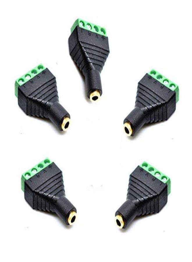 kework 5 Pack 1/8" 3.5mm TRS Female Jack Terminal Block Connector, 3.5mm 4 Pole Stereo Audio Plug Headphone AUX Balun Bolt Screw Terminal Adapter - Image 1