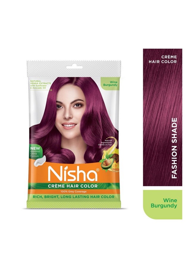 Nisha Cream Hair Color Rich Bright Long Lasting Hair Colouring For Ultra Soft Deep Shine 100% Grey Coverage Conditioning With Natural Herbs 60Gm Jumbo + 40Gm Sachet Pack (Wine Burguny) … - Image 3