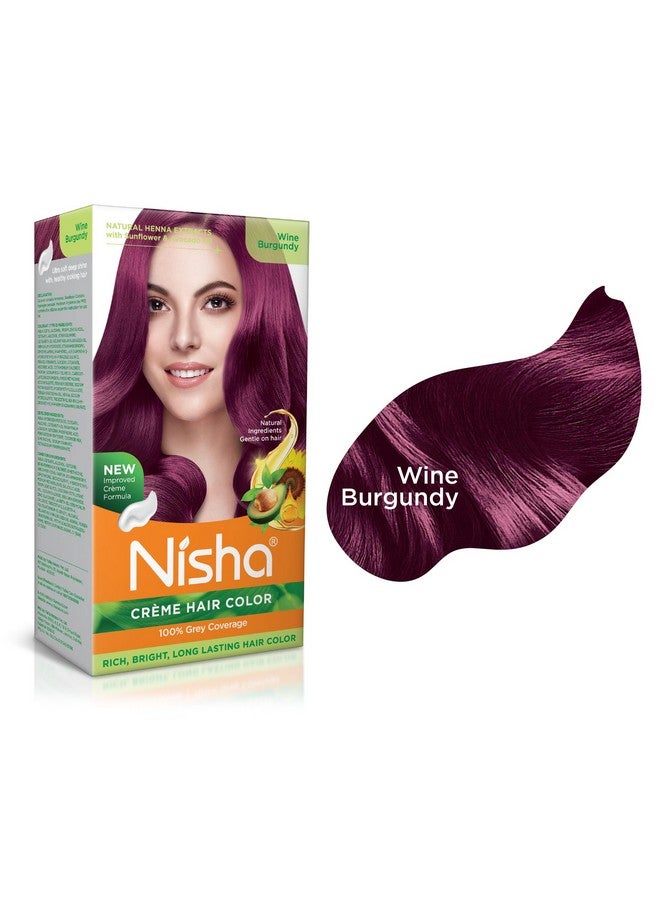 Nisha Cream Hair Color Rich Bright Long Lasting Hair Colouring For Ultra Soft Deep Shine 100% Grey Coverage Conditioning With Natural Herbs 60Gm Jumbo + 40Gm Sachet Pack (Wine Burguny) … - Image 2