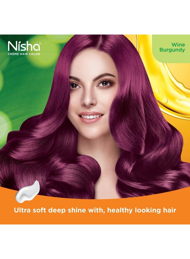 Nisha Cream Hair Color Rich Bright Long Lasting Hair Colouring For Ultra Soft Deep Shine 100% Grey Coverage Conditioning With Natural Herbs 60Gm Jumbo + 40Gm Sachet Pack (Wine Burguny) … - Image 4