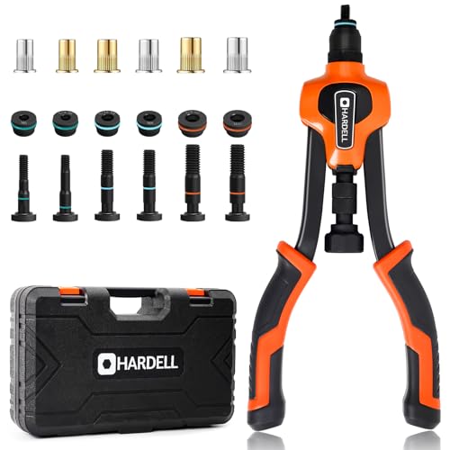 HARDELL Rivet Nut Tool Kit, 14" Rivnut Tool Kit with 80PCS Rivet Nuts, 6 Metric & Inch Mandrels M6, M8, M10, 1/4-20, 5/16-18, 3/8-16 and Rugged Carrying Case - Image 1
