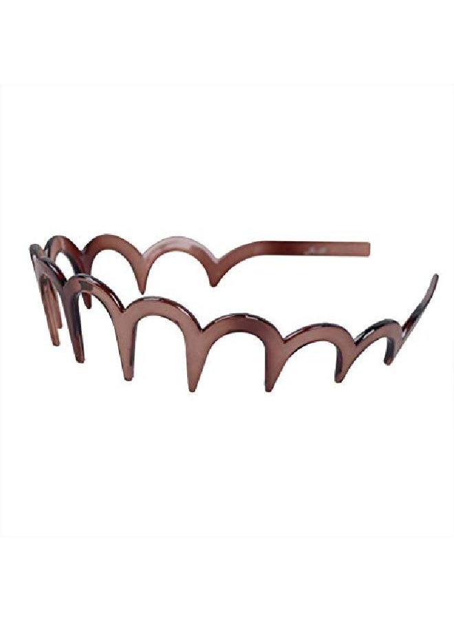 Suoirblss 2Pcs Women Comfortable Shark Tooth Comb Headband Hair Band U Toothed Headband Lady Hair Accessory (Dark Coffee Color + Brown)  - Image 5