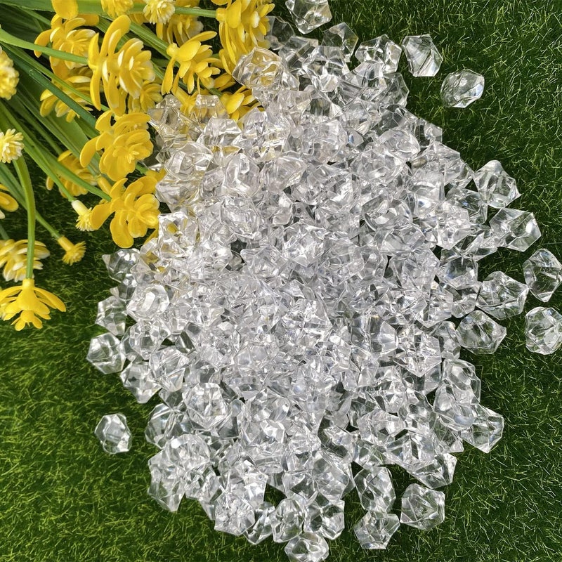 Cayway Fake Ice Crystal Rocks Fakes Ice Cubes, 14mm Doll House Ice Cubes for Dollhouse Cups Sprinkle Decorations, Clear Plastic Ice Cubes for Dollhouse Kitchen Food Accessories - Image 3
